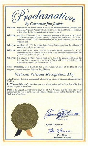 West Virginia Proclamation (2019)